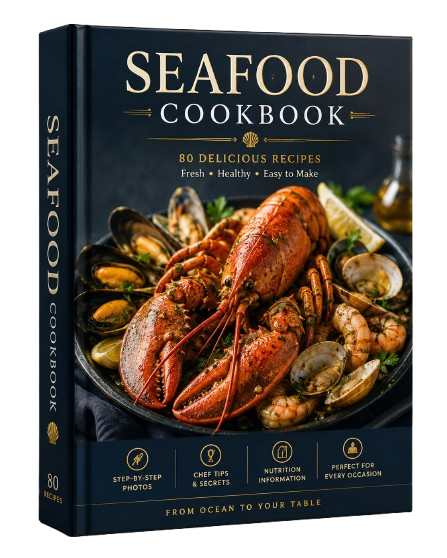 Seafood Cookbook — 80 Delicious Recipes, hardcover